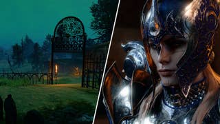 A graveyard in Baldur's Gate 3 custom campaign mod Forsaken next to Dame Aylin from the base game.