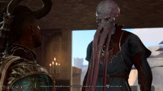 Wyll speaking to Omeluum at the Society of Brilliance lodge in Baldur's Gate 3.