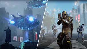 A helldiver fighting alongside some SEAF soldiers in Helldivers 2 as the Illuminate invade.