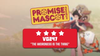 Promise Mascot Agency review header that gives the game 4 stars and reads: "The weirdness is the thing"